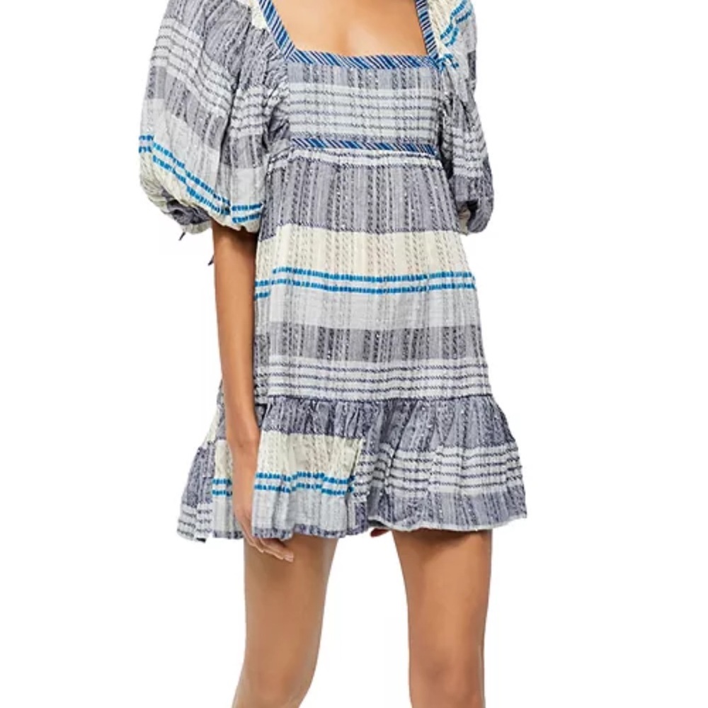 Striped Blue and Gray Dress